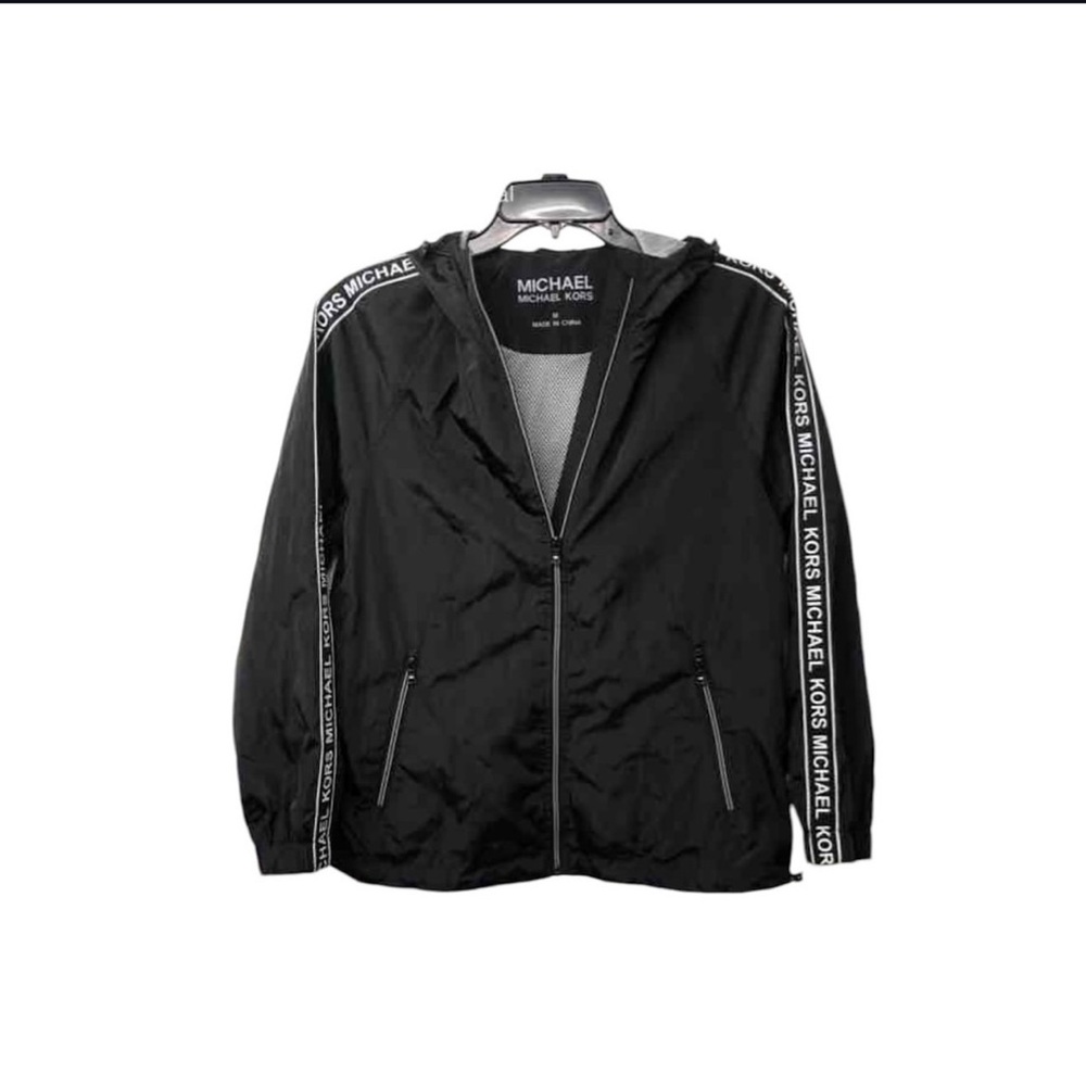 Michael Kors Black Windbreaker with Logo Accents